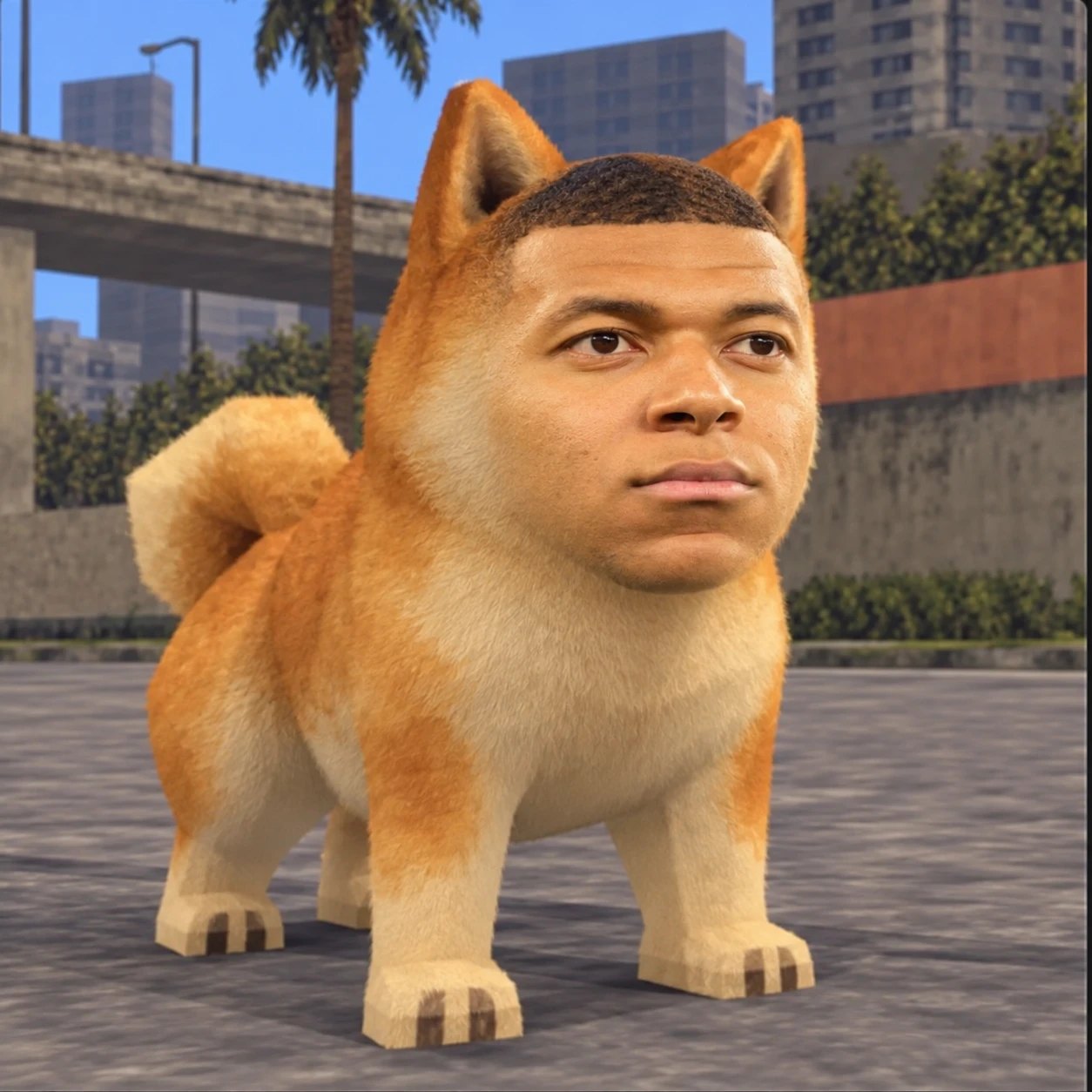 Mbappe Dope standing calmly on a city street
